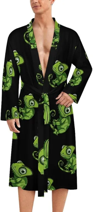 Green Chameleon Men's Soft Robes Lightweight Long Bathrobe Loungewear for Bath Shower