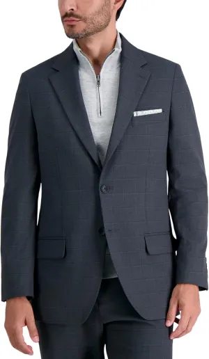 Haggar Men's JMH Premium Stretch Tailored Fit Suit Separate Pants, Charcoal Windowpane-Jacket, 40