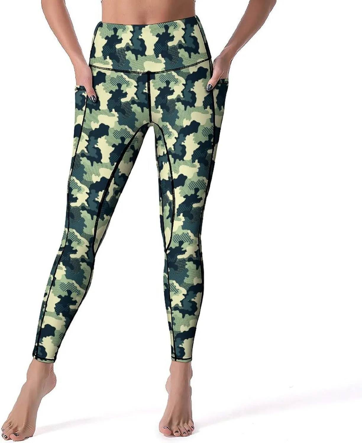 Halloween Skulls Yoga Pants Women Tummy Control Workout Leggings with Pockets High Waist Sports Trousers Lounge Pants