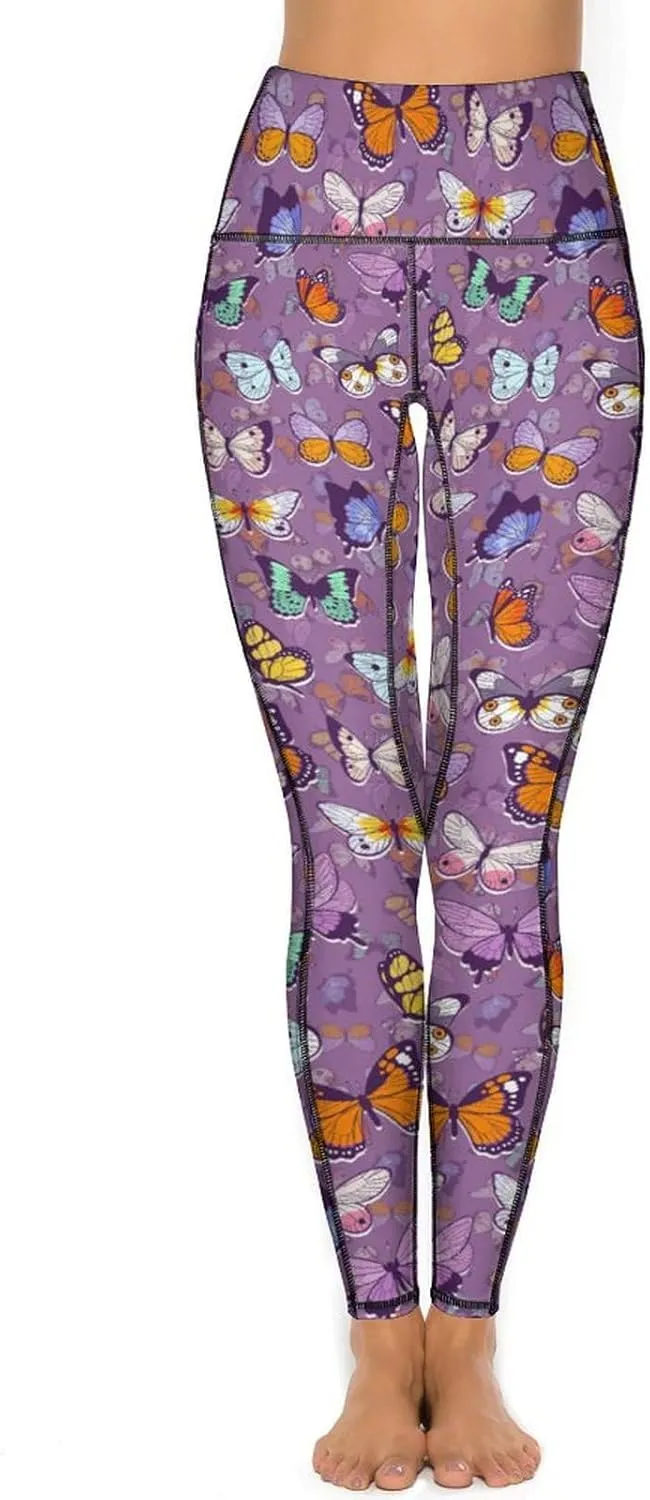 Halloween Skulls Yoga Pants Women Tummy Control Workout Leggings with Pockets High Waist Sports Trousers Lounge Pants