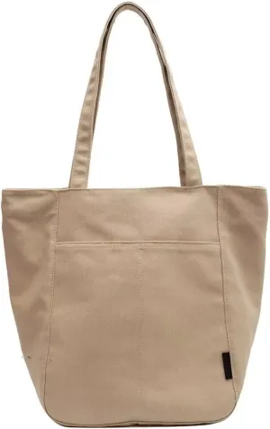 Handbag for Women Minimalist Canvas Bucket Bag Large Capacity Work Tote Bag Everyday Multi Pocket Shoulder Purse