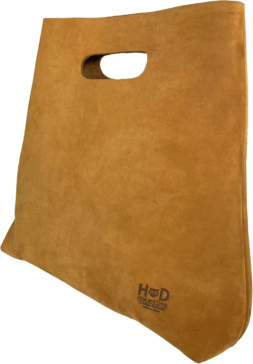Hide & Drink, Minimalist Handbag for Women, Tote Bag, Rustic Purse, Full Grain Leather and Sheepskin, Handmade, Old Tobacco
