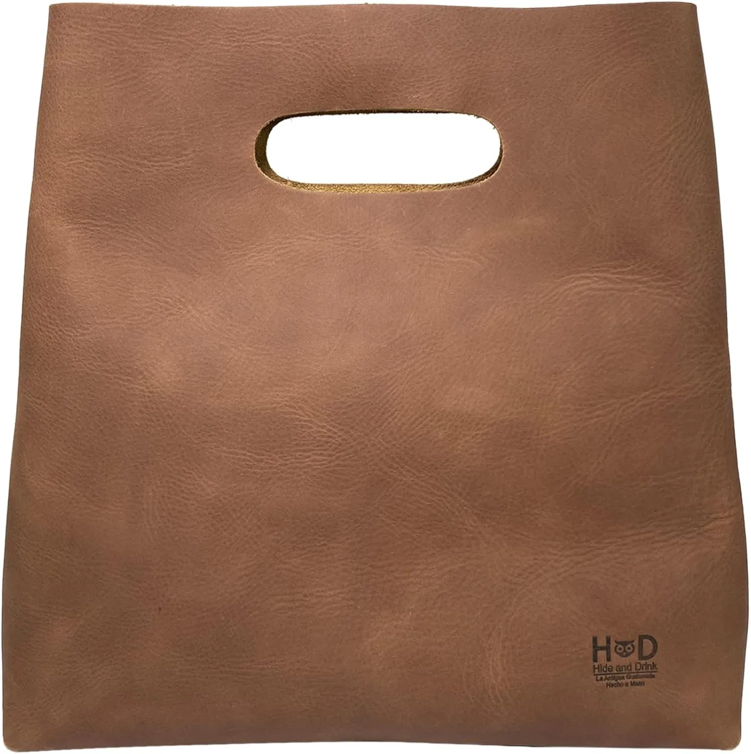 Hide & Drink, Minimalist Handbag for Women, Tote Bag, Rustic Purse, Full Grain Leather and Sheepskin, Handmade, Single Malt Mahogany