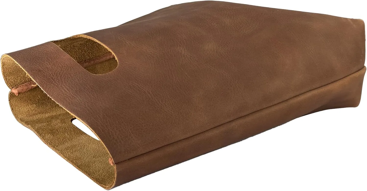 Hide & Drink, Minimalist Handbag for Women, Tote Bag, Rustic Purse, Full Grain Leather and Sheepskin, Handmade, Single Malt Mahogany