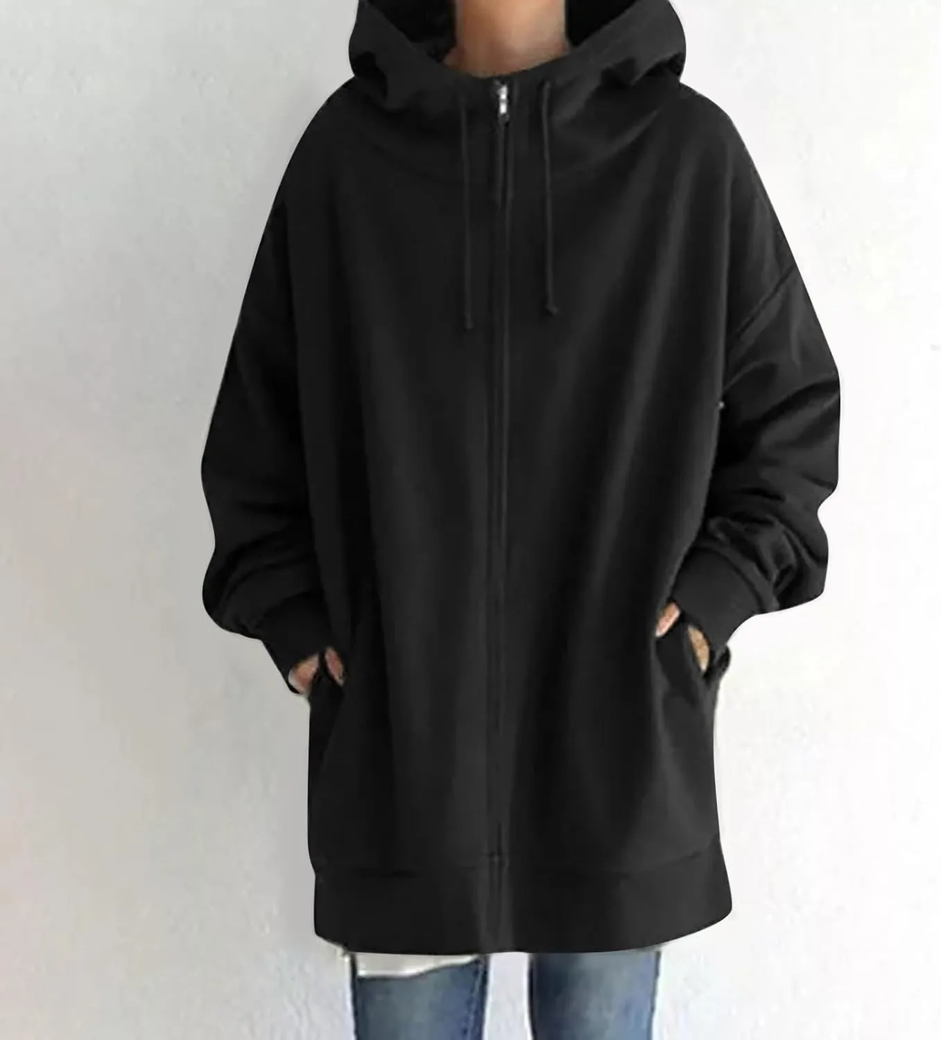 Hoodies For Women Fall Oversized Jacket Full Zip Hooded Sweatshirts Long Sleeve Tunic Comfy Coat With Pockets