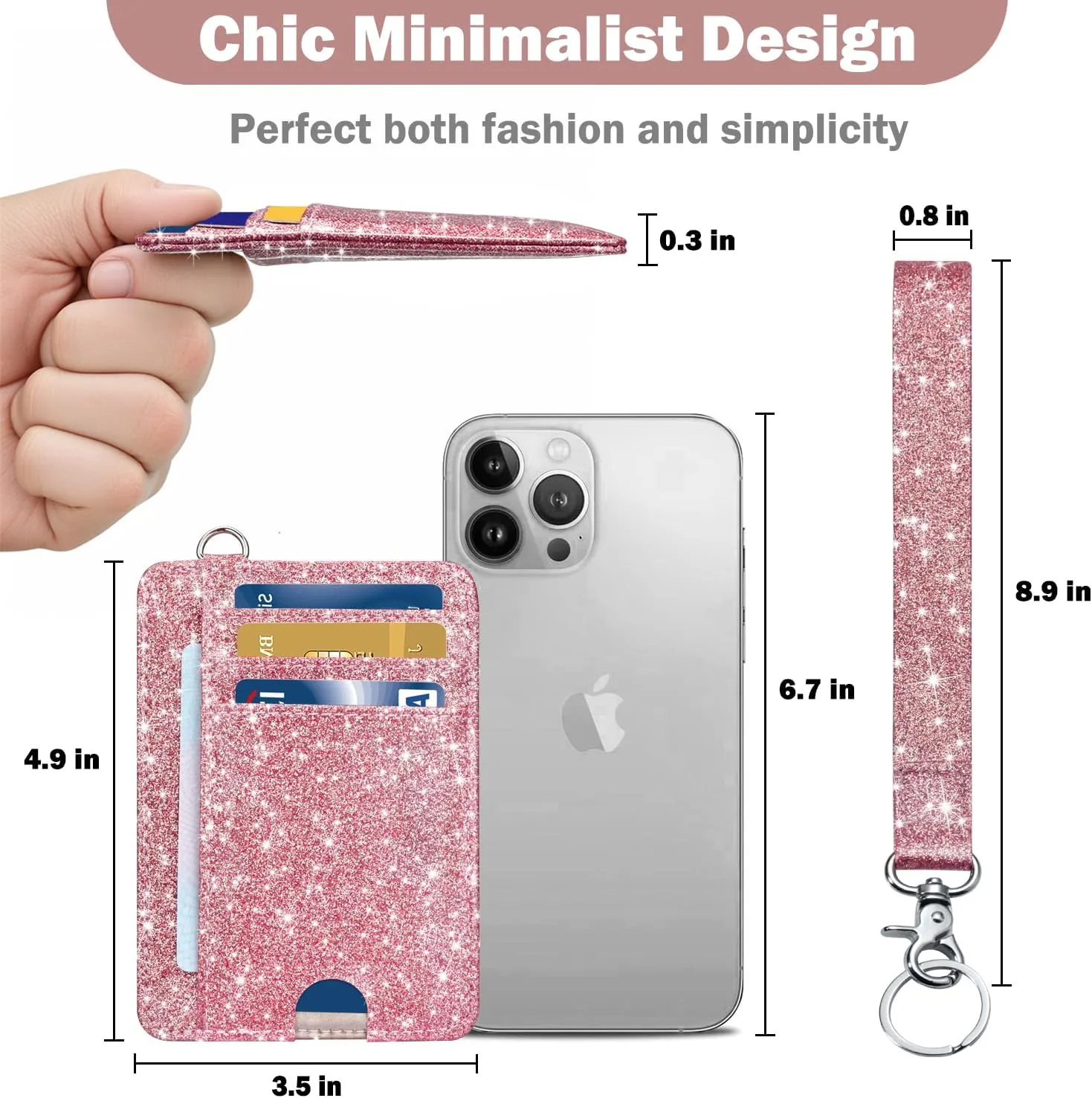 HOTCOOL Card Holder Keychian and Lanyard Wallet Front Pocket Minimalist Travel Cute Funny Thin Leather With RFID Blocking Small Credit Card Holder Wallet for Men & Women Girls Organizer Gifts