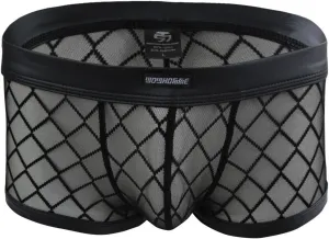 iiniim Men's Sexy Soft Underwear Gridding Sheer Transparent Brief Boxer Trunks Panty