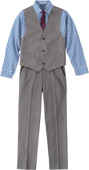 IZOD Boys' 4-Piece Set with Collared Dress Shirt, Tie, Vest, and Pants