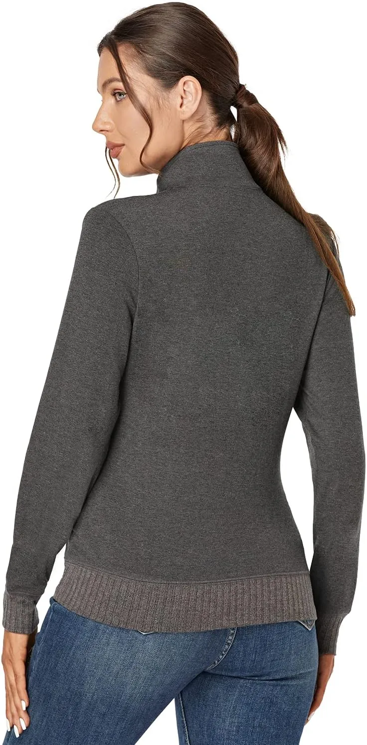 J.Corrine Women's Zip up Sweatshirts Jacket Stand Collar Long Sleeve Running Track Jacket with Pockets