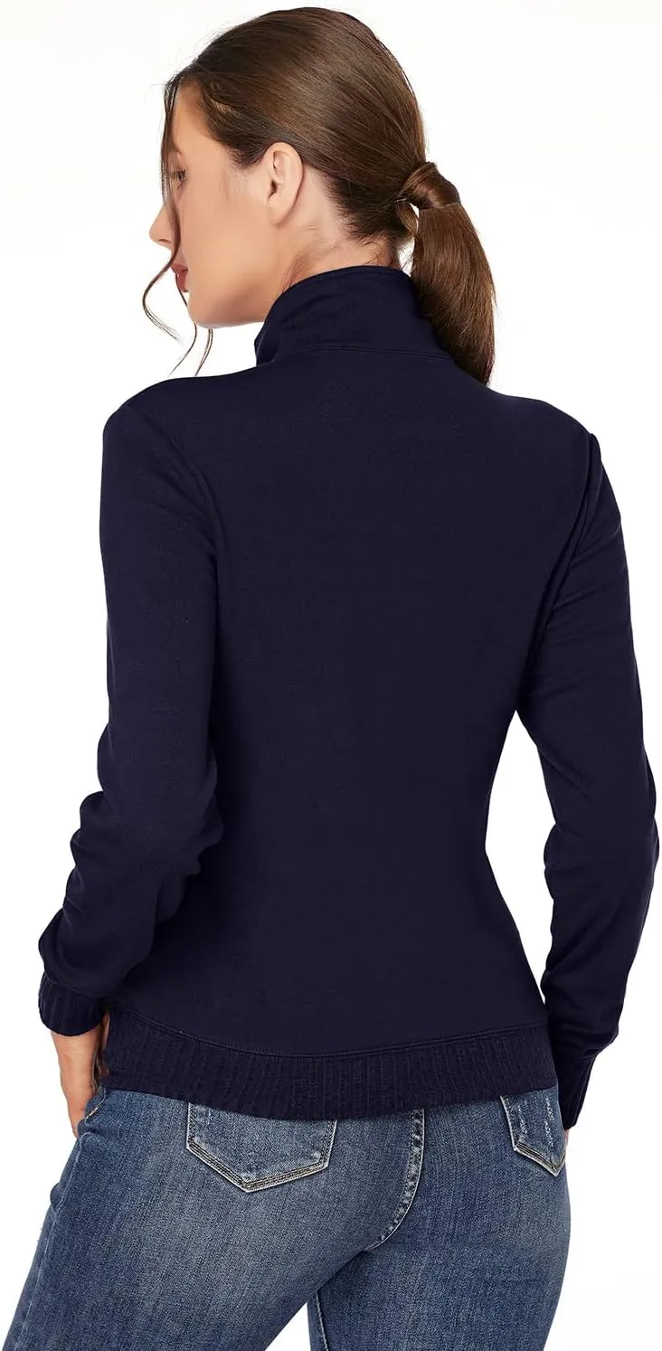 J.Corrine Women's Zip up Sweatshirts Jacket Stand Collar Long Sleeve Running Track Jacket with Pockets