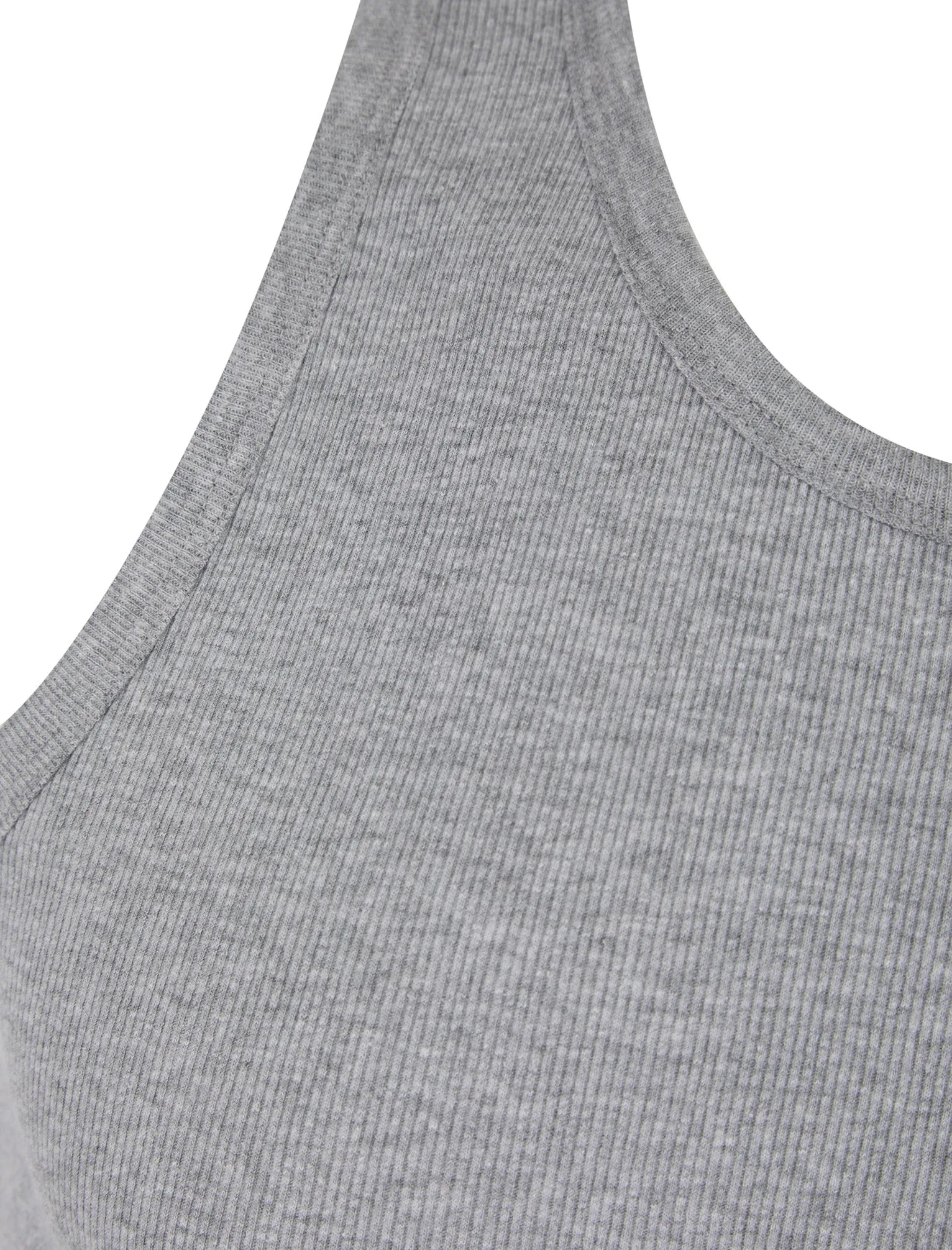 Jeremy Cotton Ribbed Plain Vest Top in Light Grey Marl - South Shore
