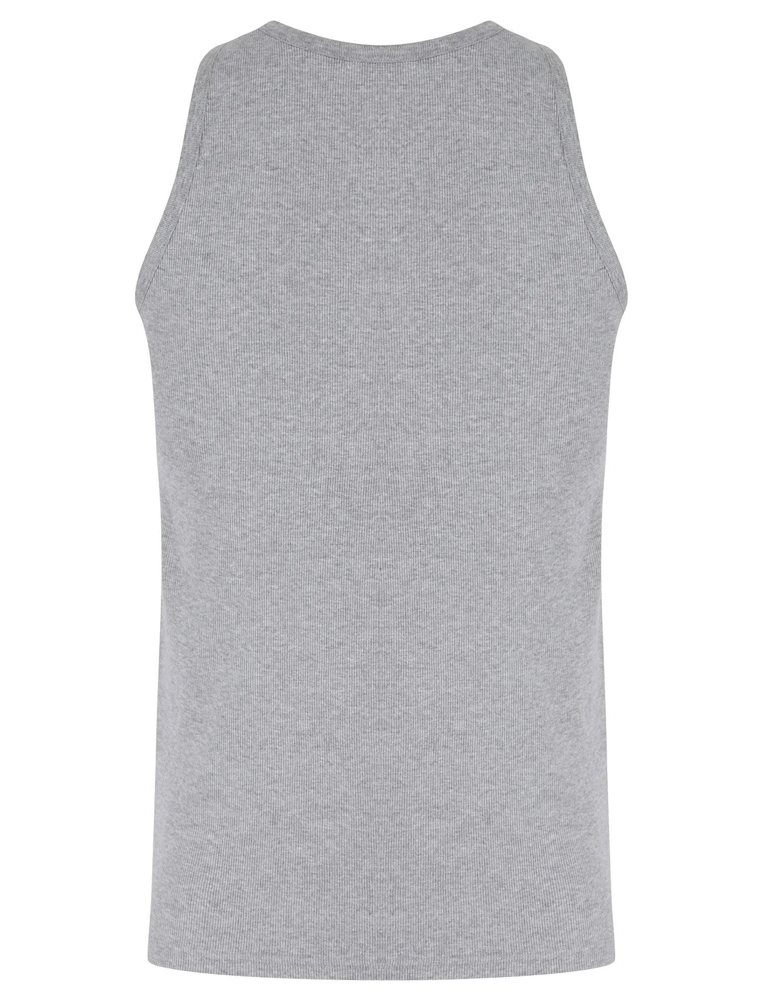 Jeremy Cotton Ribbed Plain Vest Top in Light Grey Marl - South Shore