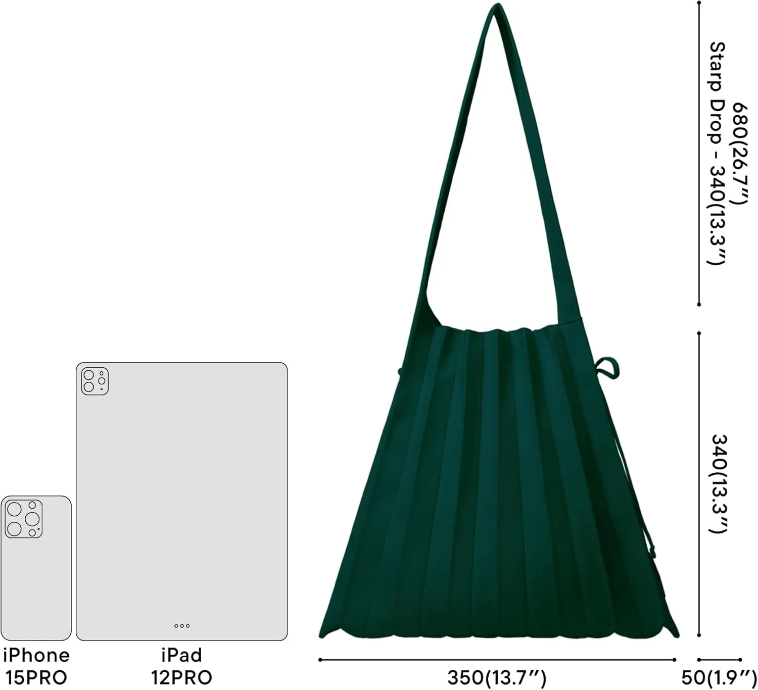 JOSEPH & STACEY Lucky Pleats Knit Bag Solid M | Sustainable Foldable Women's Tote Bag | Lightweight Minimalist Everyday Bag