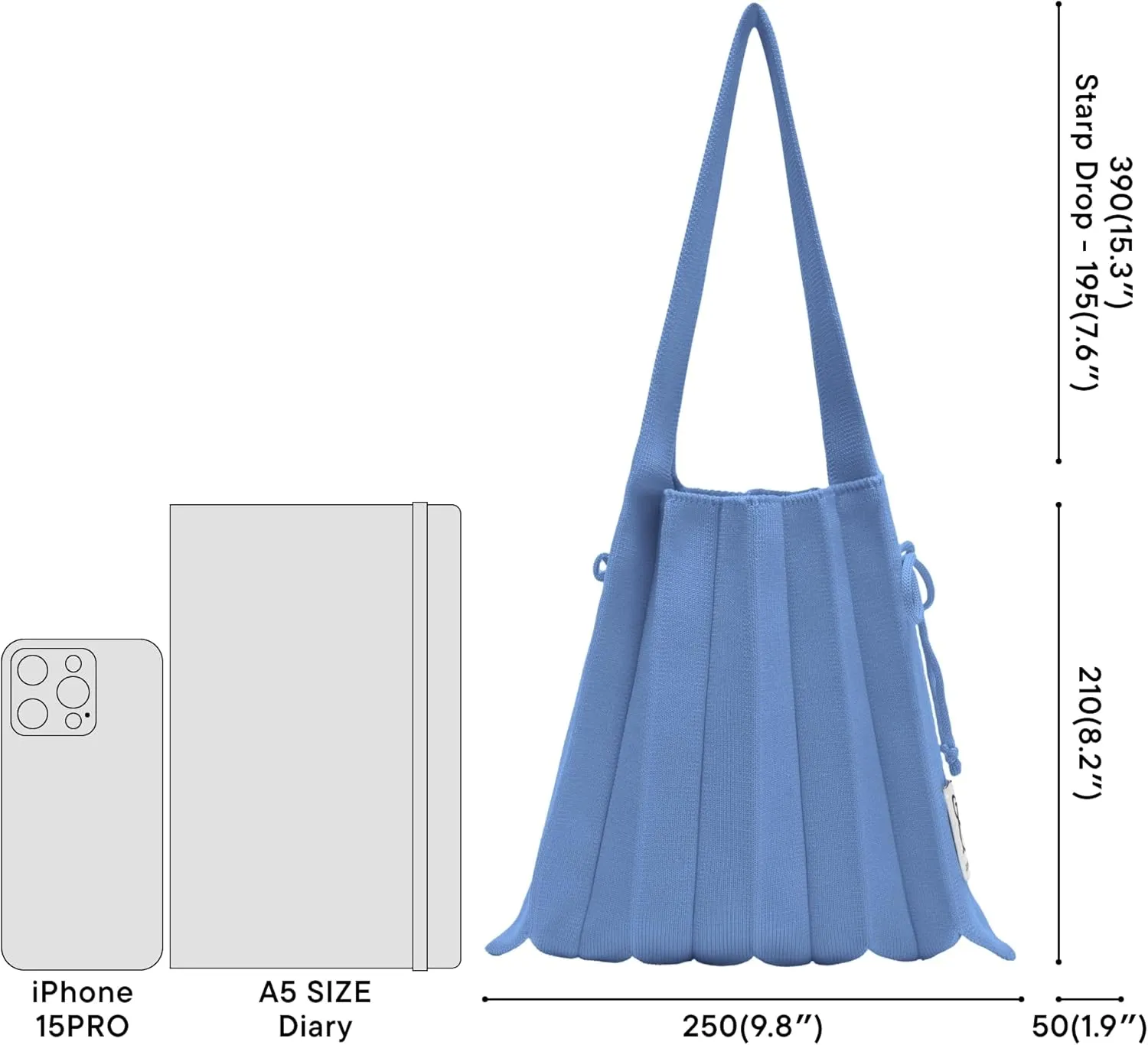 JOSEPH & STACEY Lucky Pleats Knit BagSolid S | Sustainable Foldable Women's Tote Bag | Lightweight Minimalist Everyday Bag