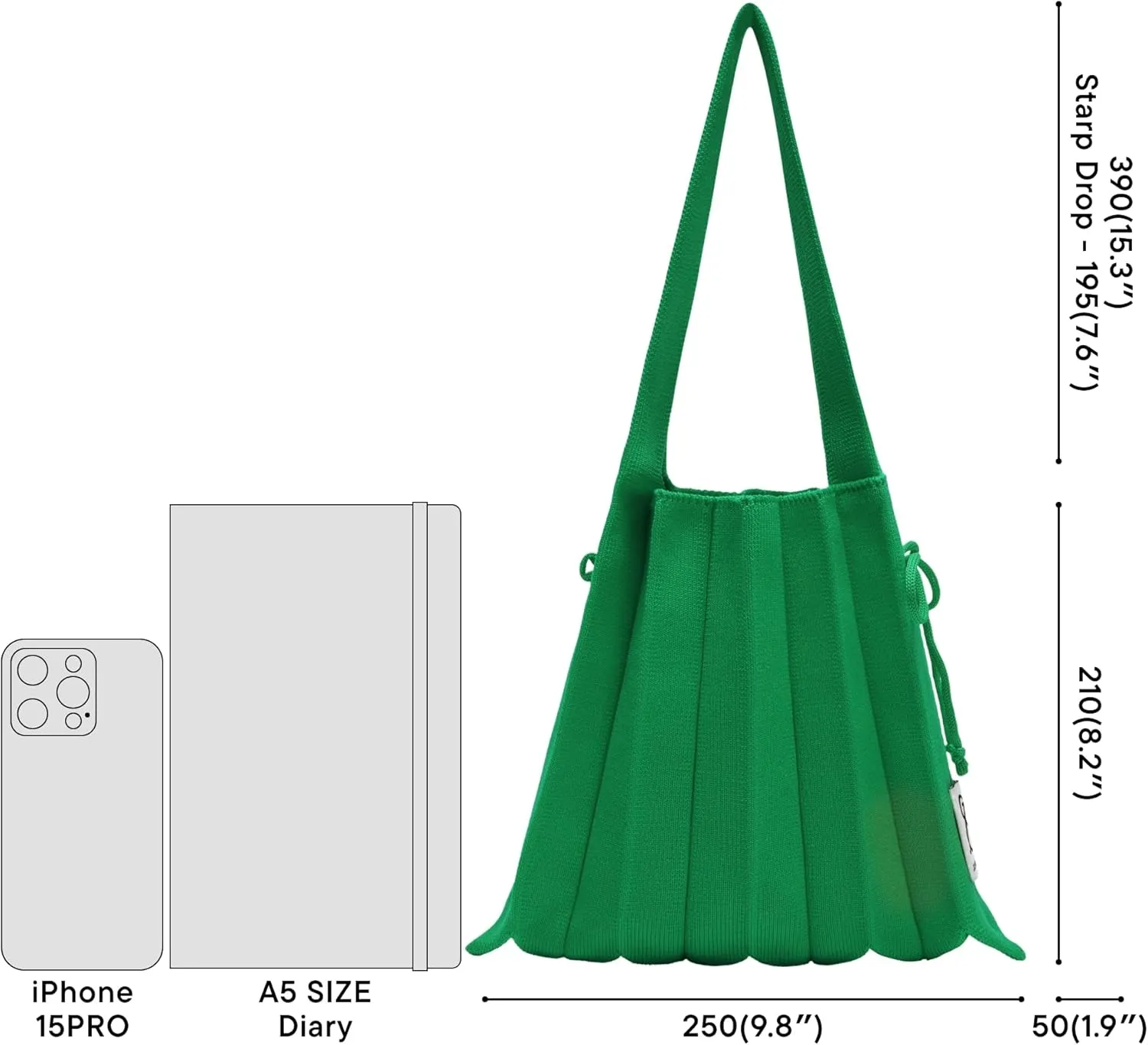 JOSEPH & STACEY Lucky Pleats Knit BagSolid S | Sustainable Foldable Women's Tote Bag | Lightweight Minimalist Everyday Bag