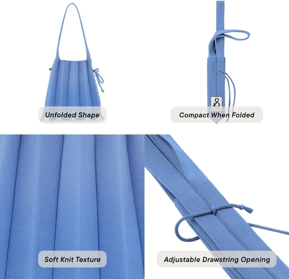 JOSEPH & STACEY Lucky Pleats Knit BagSolid S | Sustainable Foldable Women's Tote Bag | Lightweight Minimalist Everyday Bag
