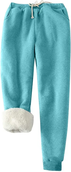 jovati Women's Winter Warm Fleece Jogger Pants Sherpa Lined Sweatpants Track Pants Athletic Active Lounge Pants