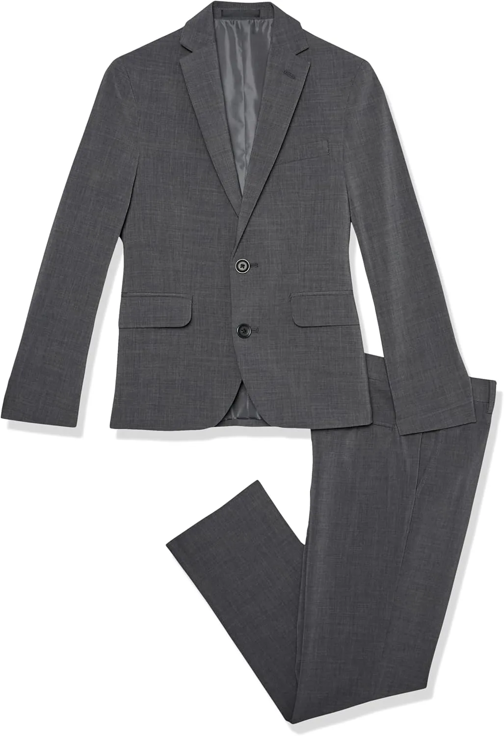 Kenneth Cole REACTION Boys Slim Fit Suit: Formal Jacket & Pants Set for Sizes 8-20, Charcoal, 12 US
