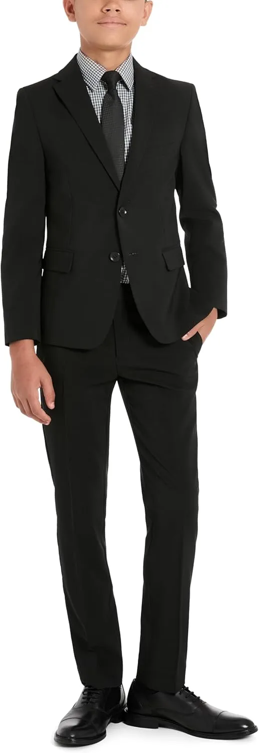 Kenneth Cole REACTION Slim Fit Suit: Formal Jacket & Pants Set for Boys, Sizes 8-20, Black