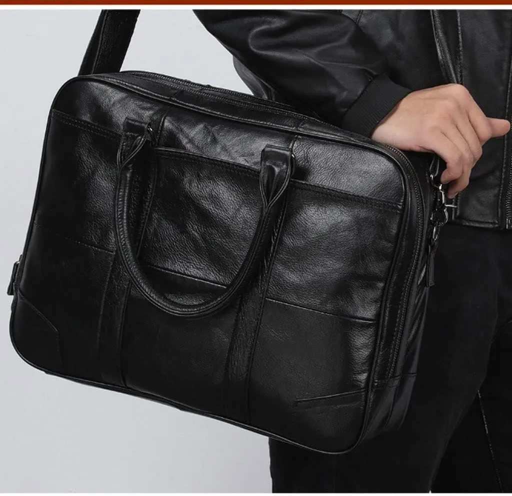Laptop Bag Men's Travel Messenger Bag Men's Leather Travel Tote Bag Casual Business Briefcase