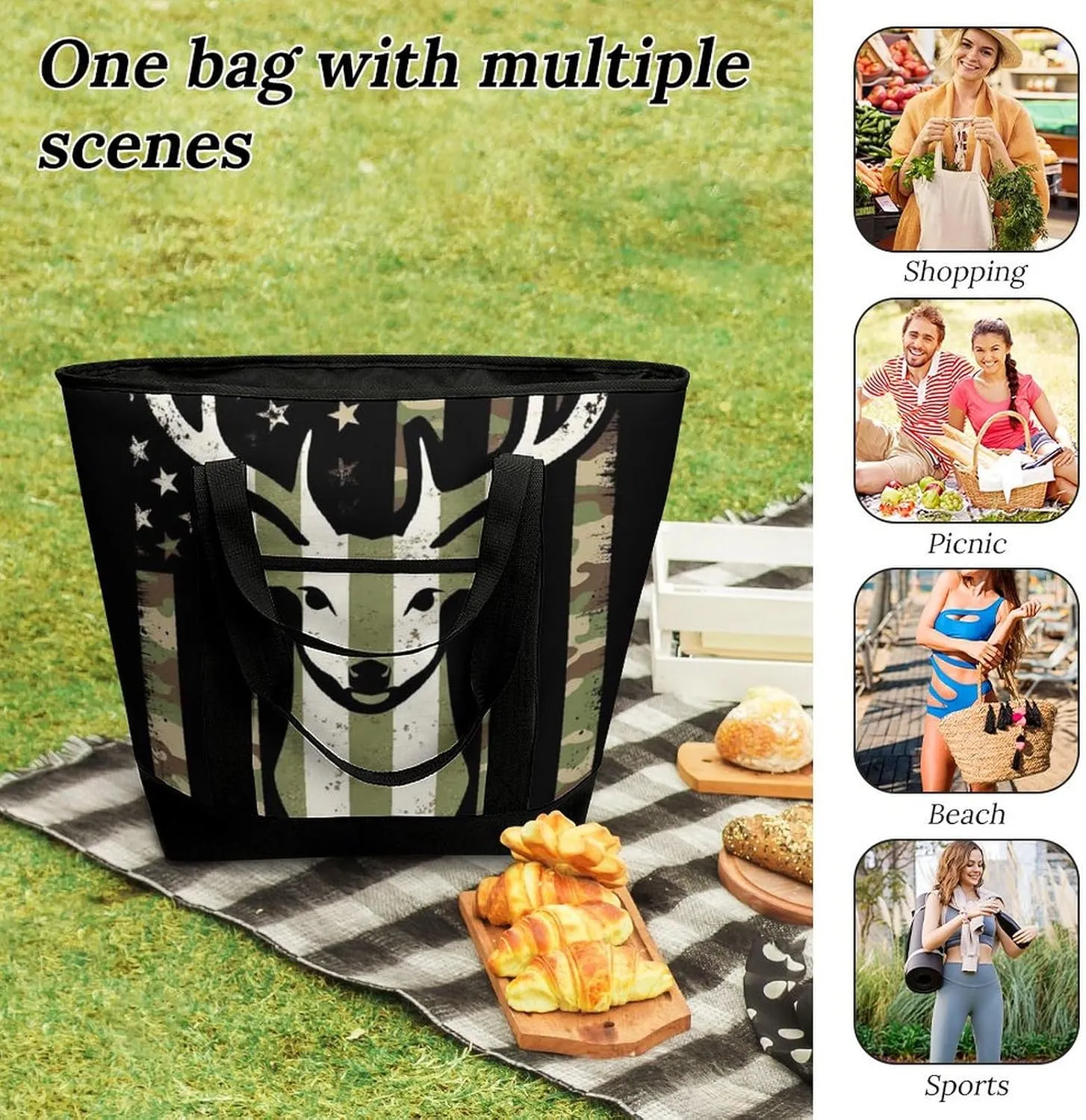 Large Thermal Shopping Tote Bag Travel Friendly Fashion Handbag Commuter Bag