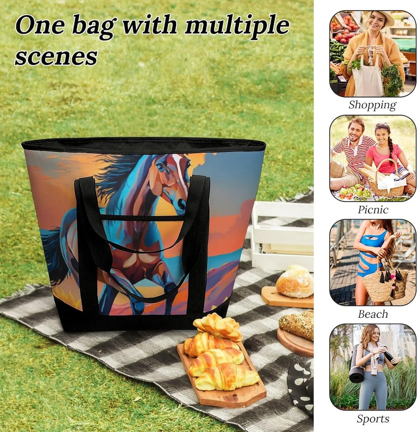 Large Thermal Shopping Tote Bag Travel Friendly Fashion Handbag Commuter Bag