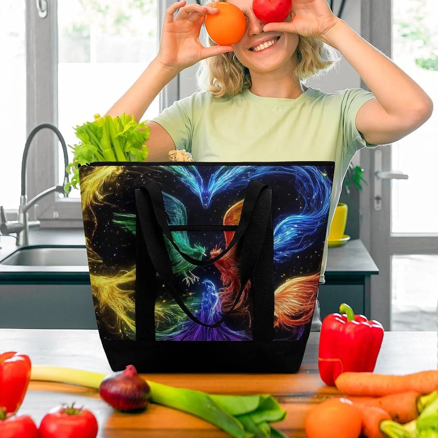 Large Thermal Shopping Tote Bag Travel Friendly Fashion Handbag Commuter Bag
