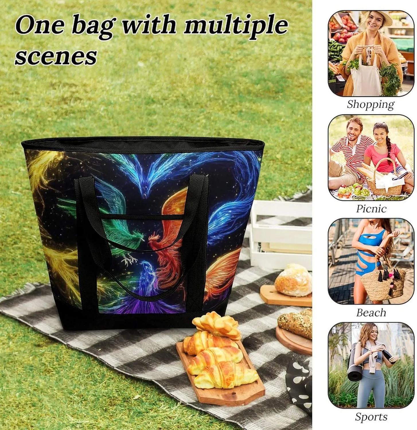 Large Thermal Shopping Tote Bag Travel Friendly Fashion Handbag Commuter Bag