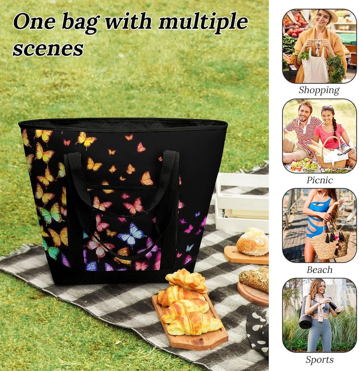 Large Thermal Shopping Tote Bag Travel Friendly Fashion Handbag Commuter Bag