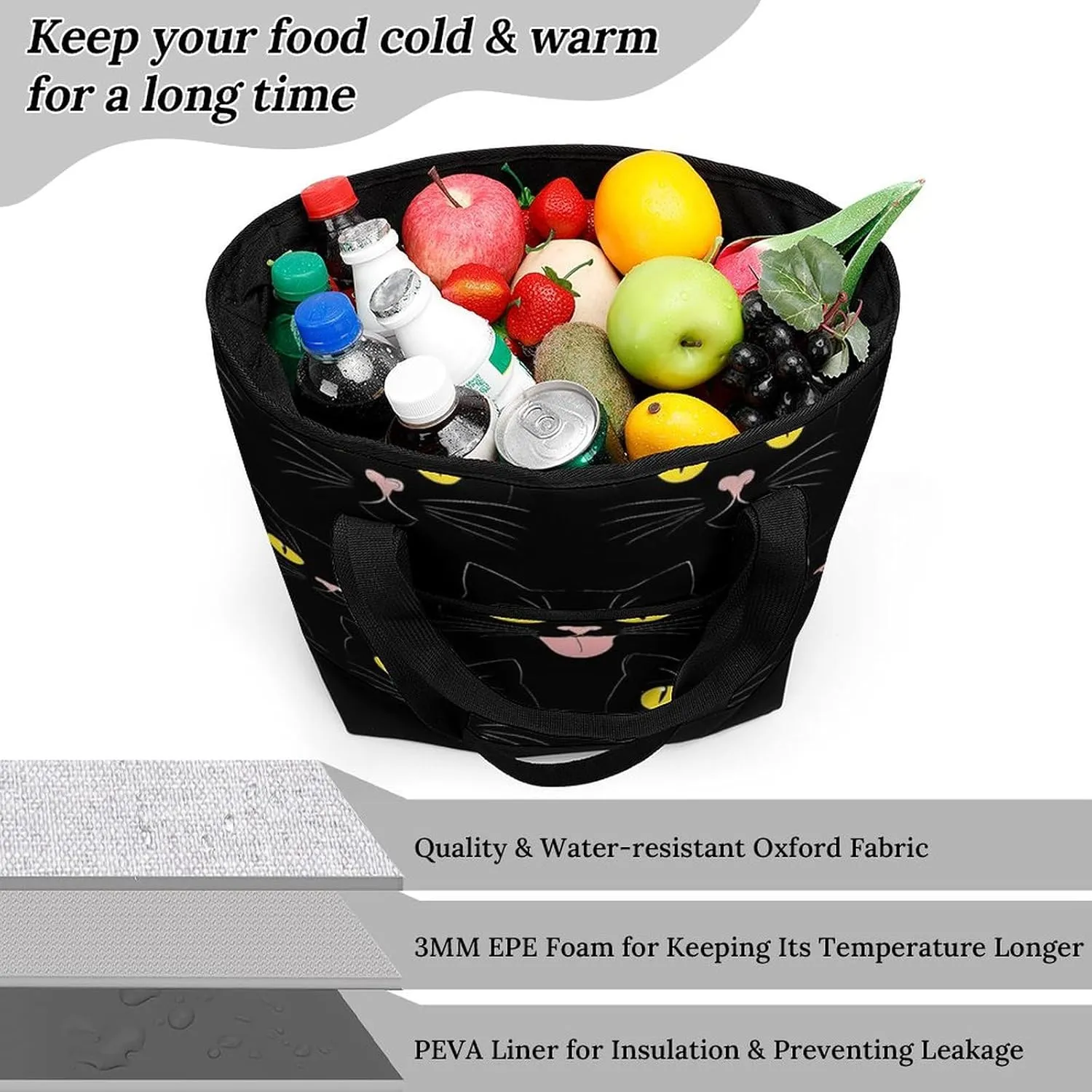 Large Thermal Shopping Tote Bag Travel Friendly Fashion Handbag Commuter Bag