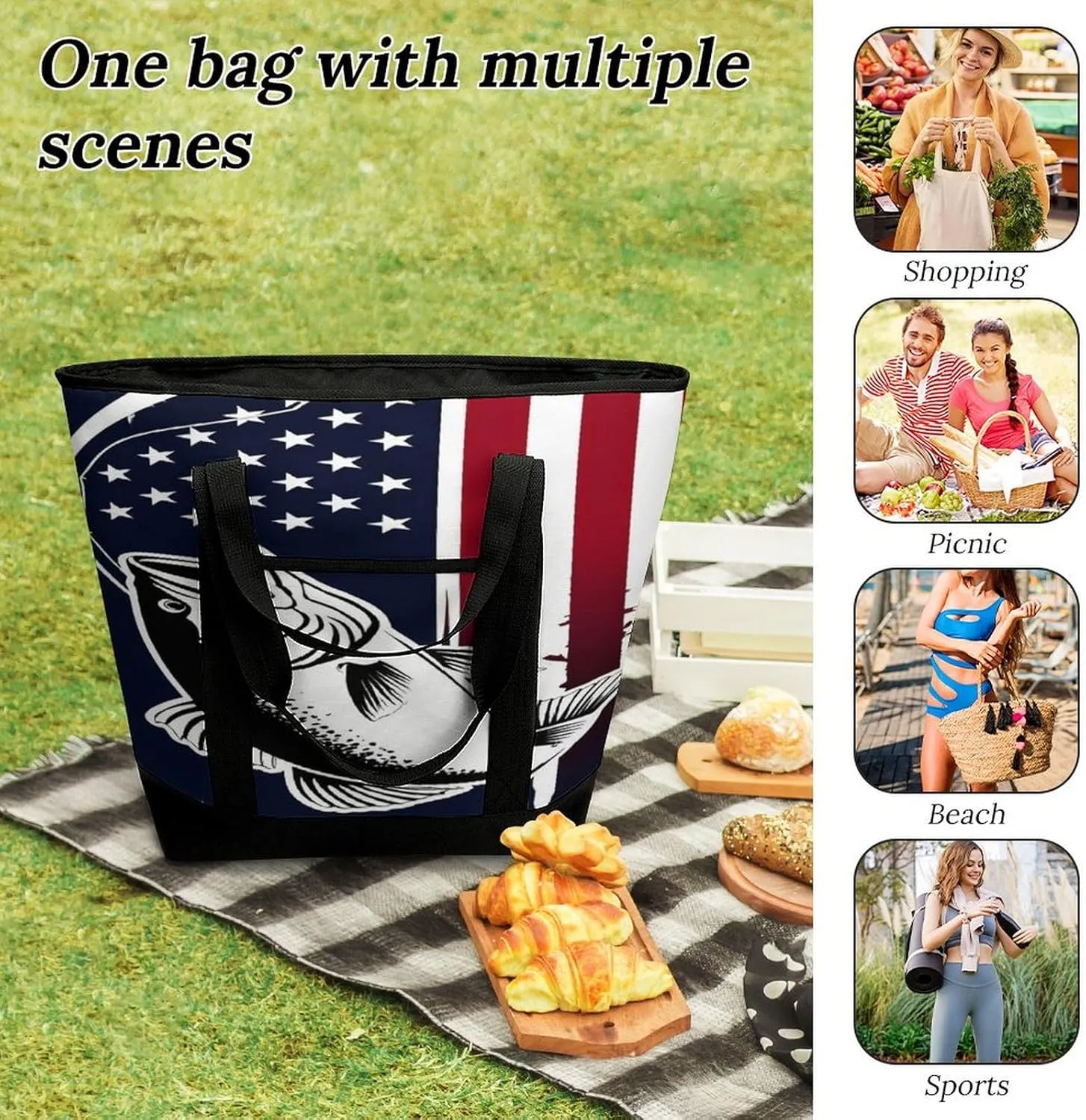 Large Thermal Shopping Tote Bag Travel Friendly Fashion Handbag Commuter Bag