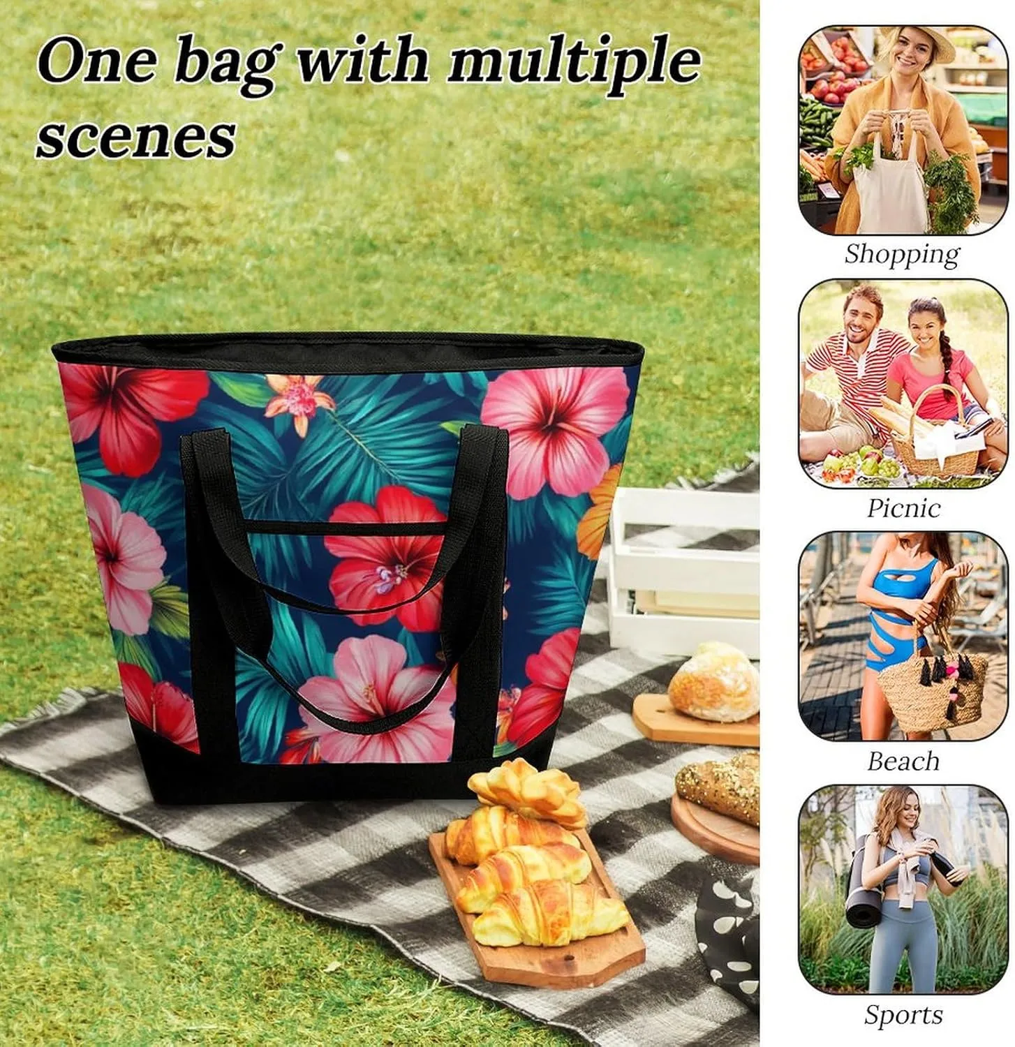 Large Thermal Shopping Tote Bag Travel Friendly Fashion Handbag Commuter Bag