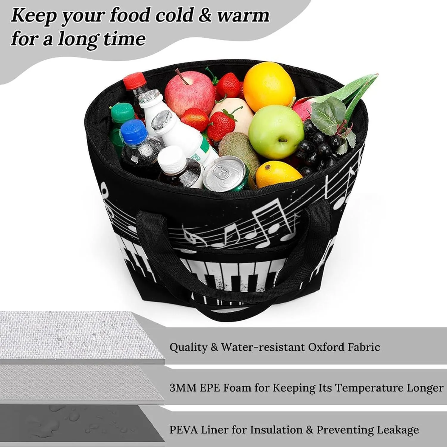 Large Thermal Shopping Tote Bag Travel Friendly Fashion Handbag Commuter Bag
