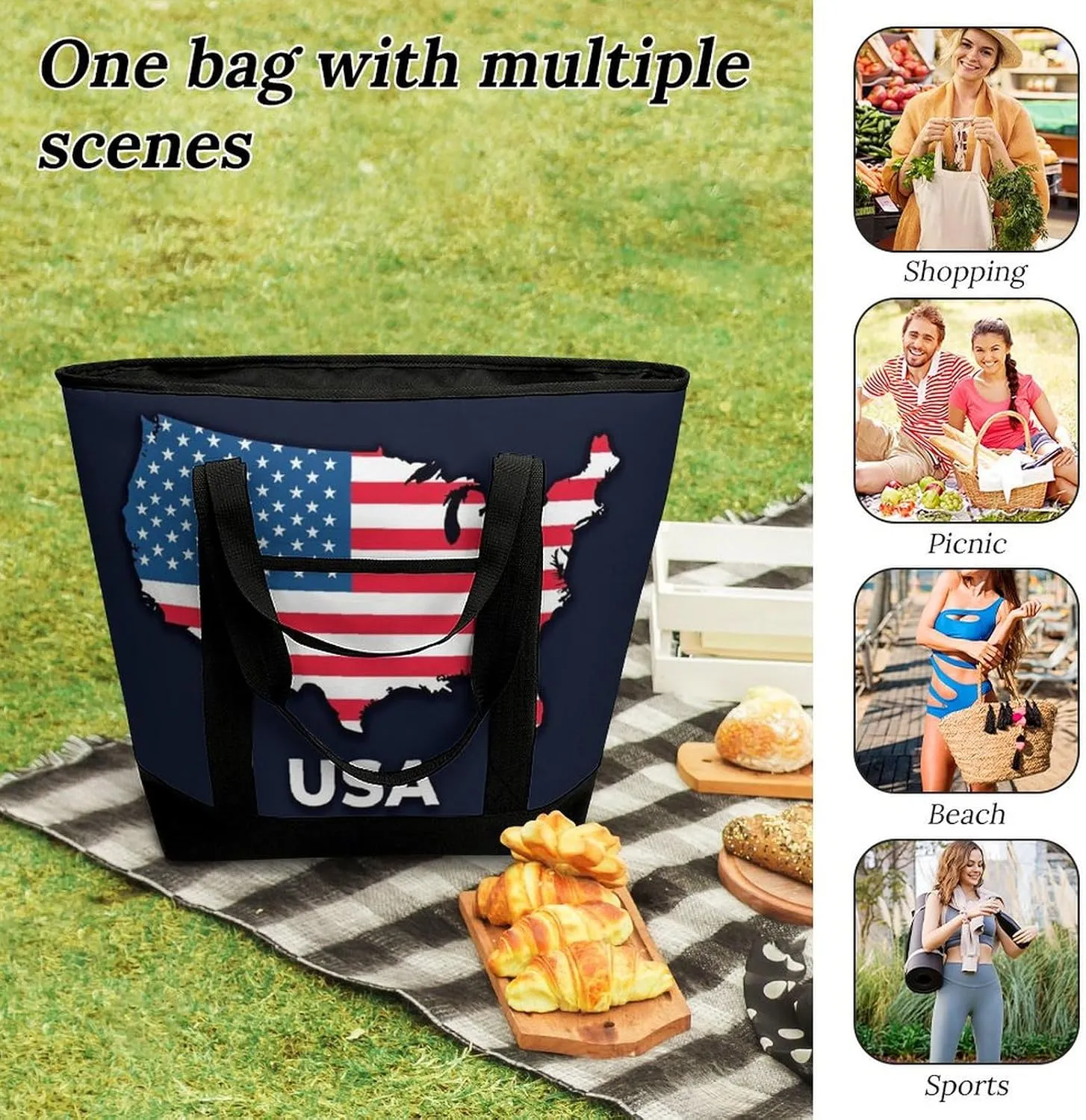 Large Thermal Shopping Tote Bag Travel Friendly Fashion Handbag Commuter Bag
