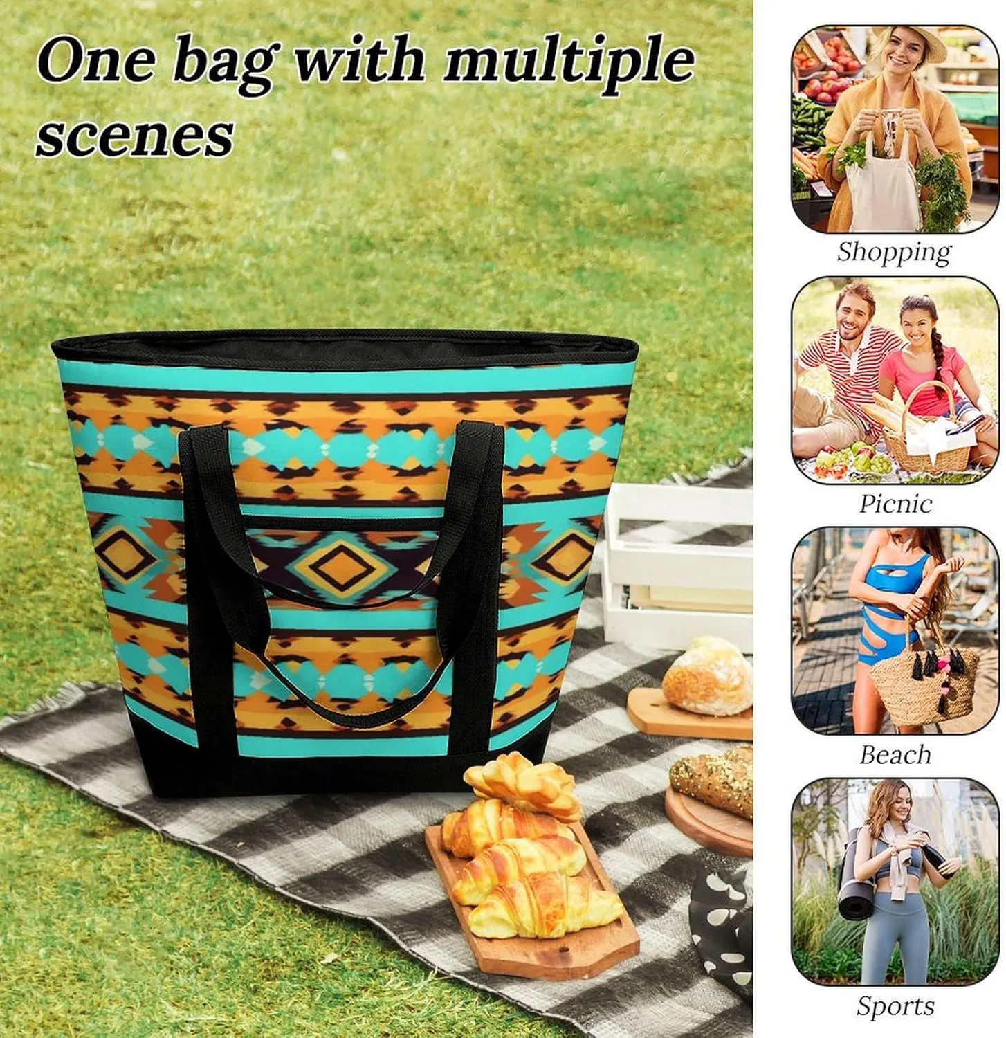 Large Thermal Shopping Tote Bag Travel Friendly Fashion Handbag Commuter Bag