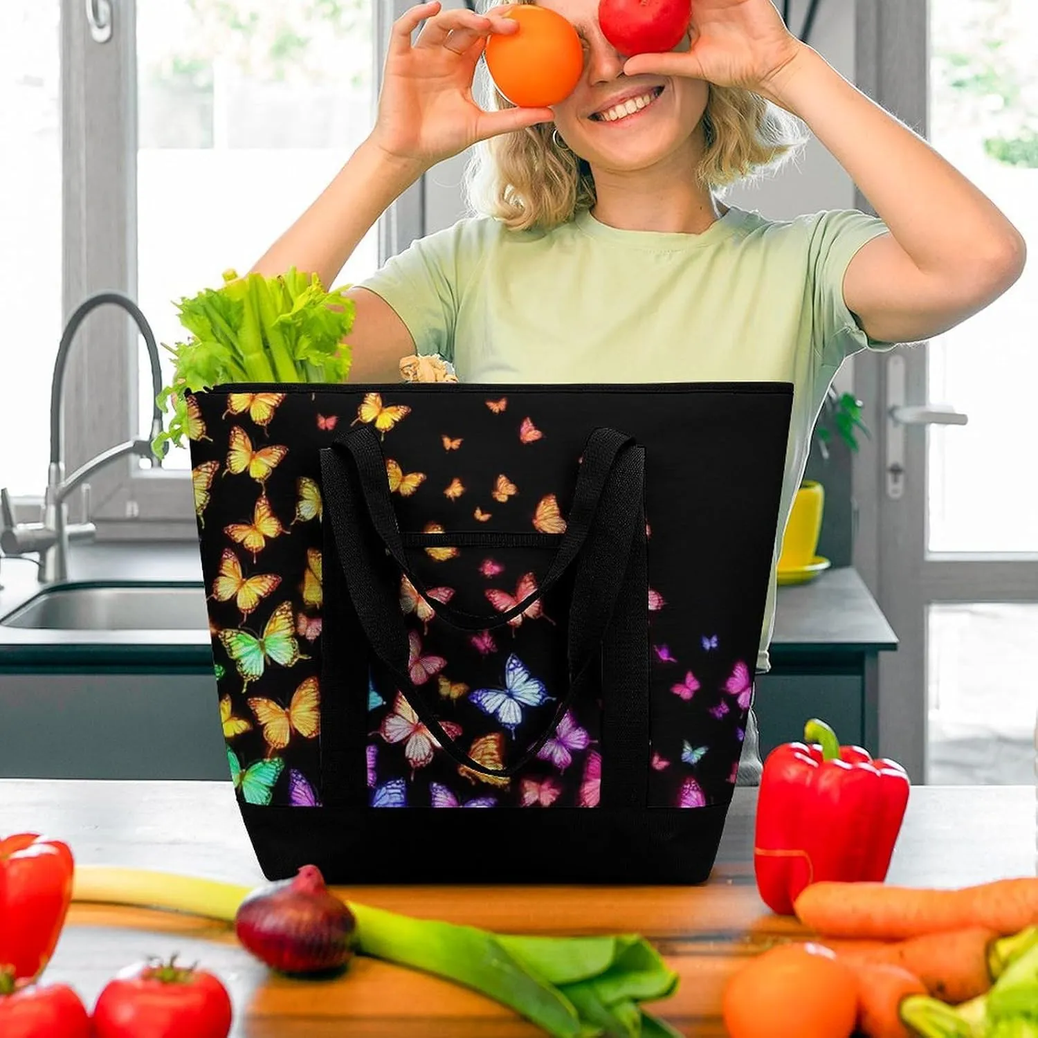 Large Thermal Shopping Tote Bag Travel Friendly Fashion Handbag Commuter Bag
