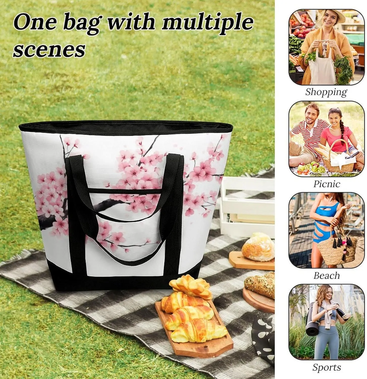 Large Thermal Shopping Tote Bag Travel Friendly Fashion Handbag Commuter Bag