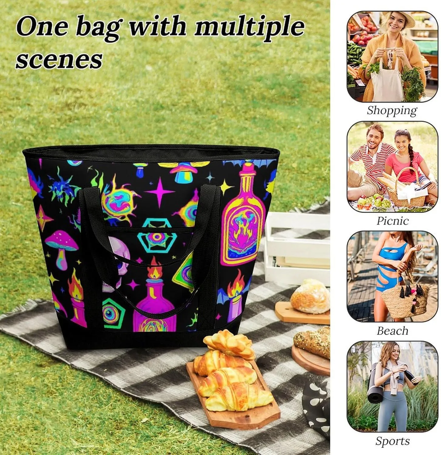 Large Thermal Shopping Tote Bag Travel Friendly Fashion Handbag Commuter Bag