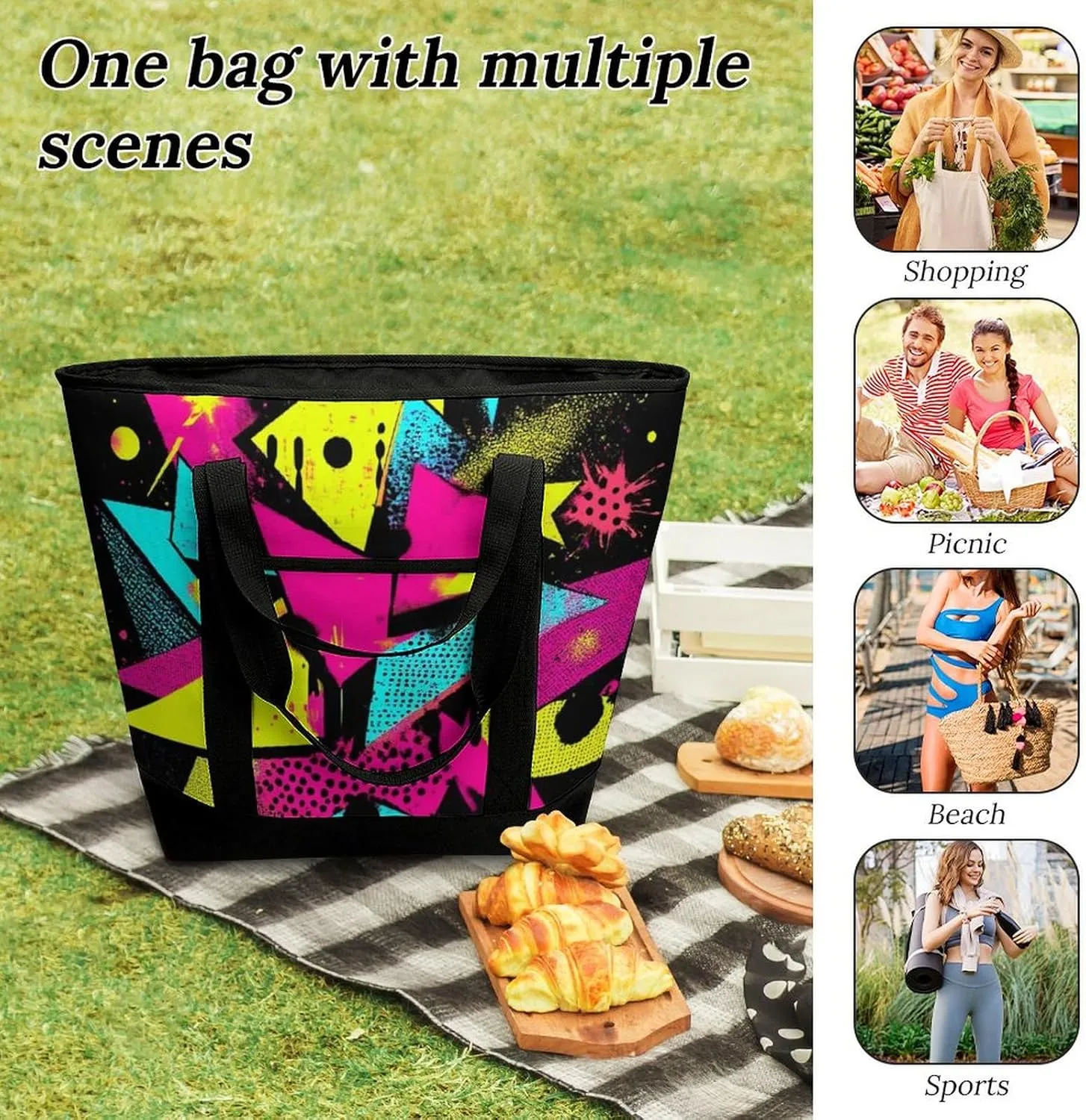 Large Thermal Shopping Tote Bag Travel Friendly Fashion Handbag Commuter Bag