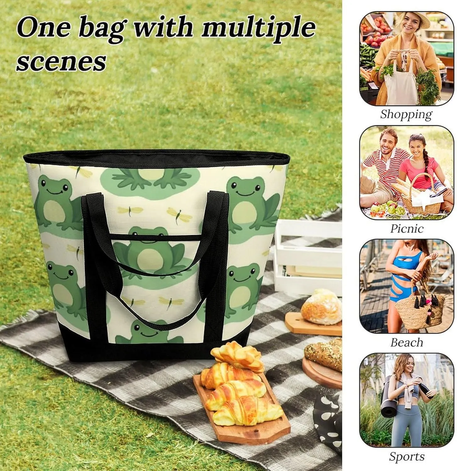 Large Thermal Shopping Tote Bag Travel Friendly Fashion Handbag Commuter Bag