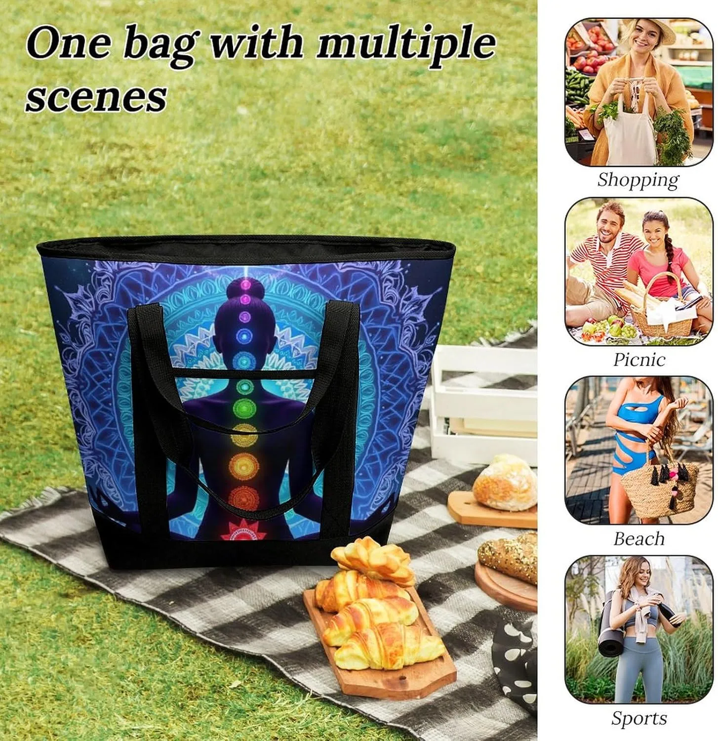 Large Thermal Shopping Tote Bag Travel Friendly Fashion Handbag Commuter Bag