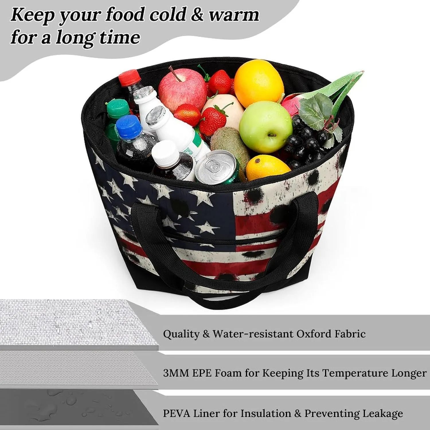 Large Thermal Shopping Tote Bag Travel Friendly Fashion Handbag Commuter Bag