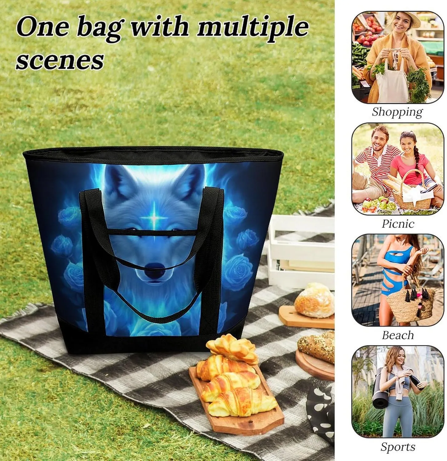 Large Thermal Shopping Tote Bag Travel Friendly Fashion Handbag Commuter Bag