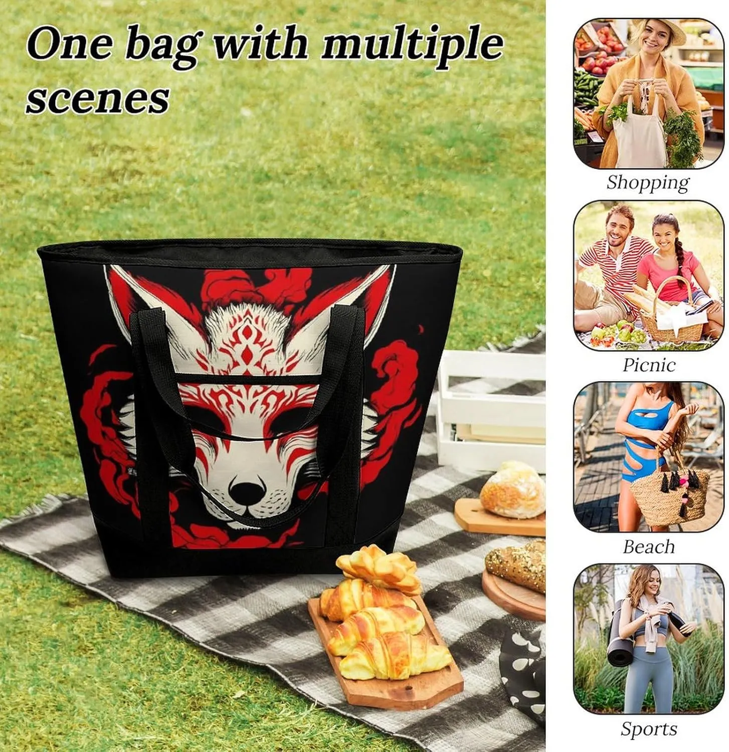 Large Thermal Shopping Tote Bag Travel Friendly Fashion Handbag Commuter Bag