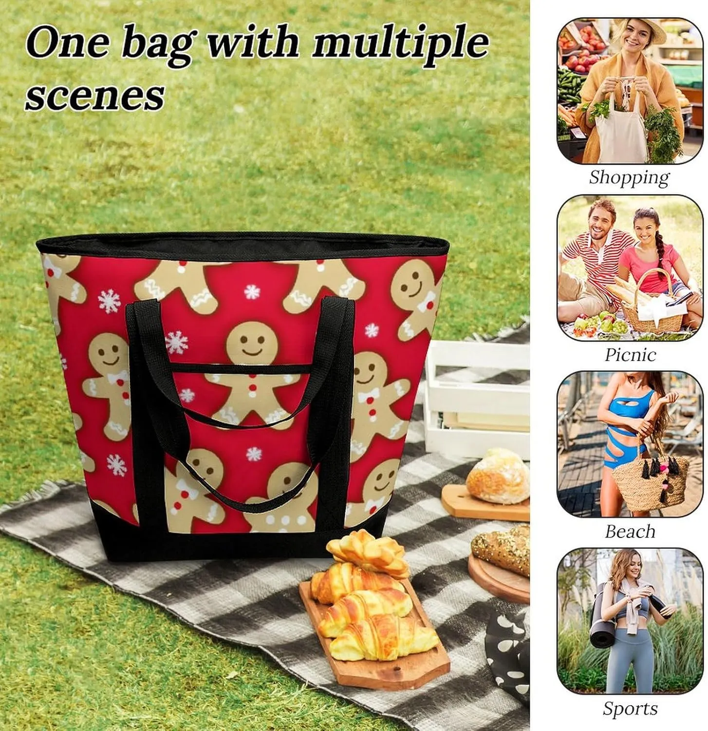 Large Thermal Shopping Tote Bag Travel Friendly Fashion Handbag Commuter Bag
