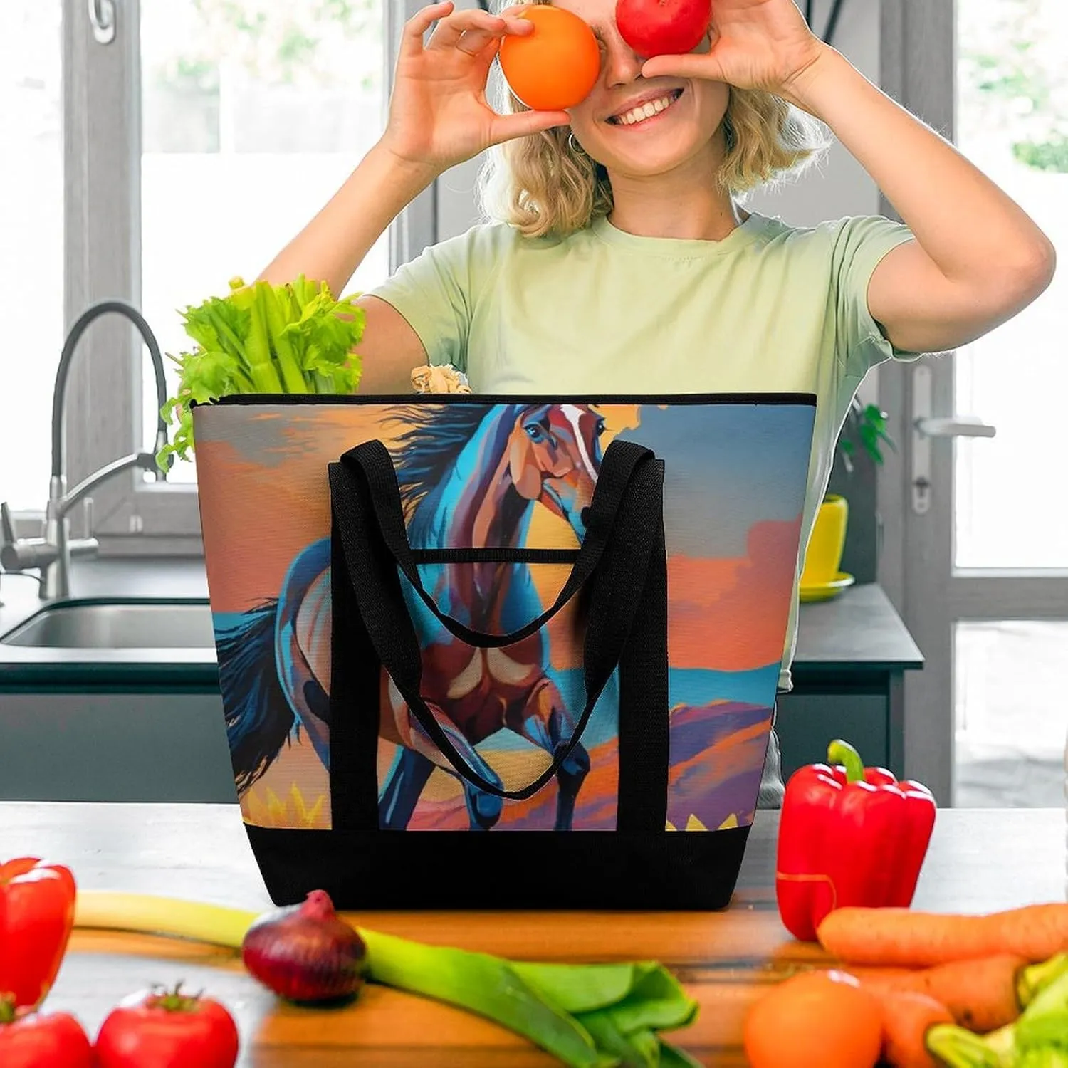Large Thermal Shopping Tote Bag Travel Friendly Fashion Handbag Commuter Bag