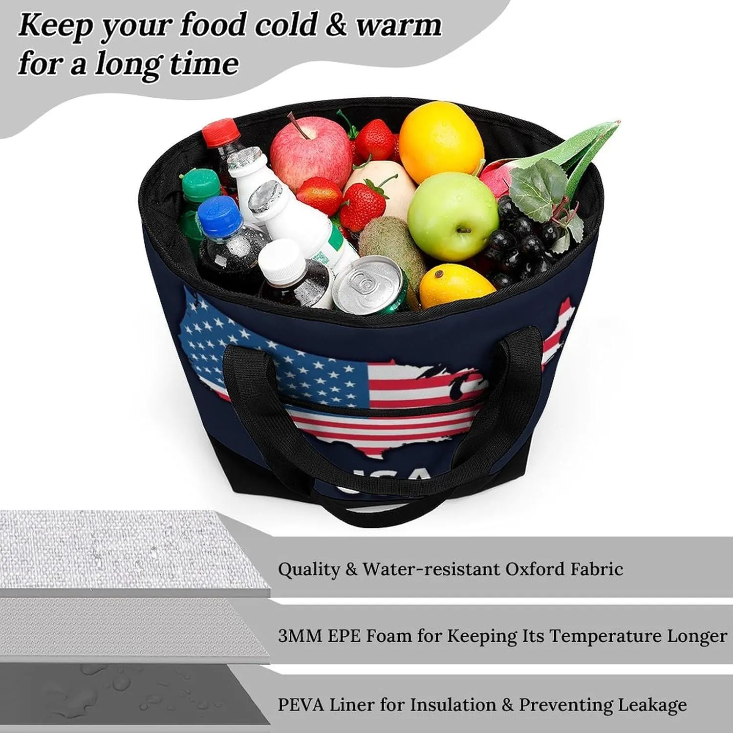 Large Thermal Shopping Tote Bag Travel Friendly Fashion Handbag Commuter Bag