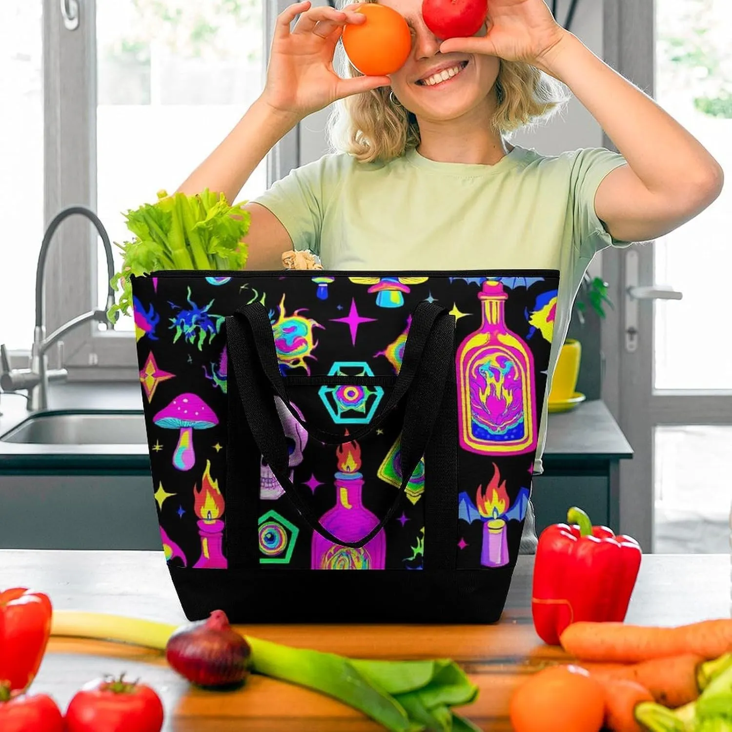 Large Thermal Shopping Tote Bag Travel Friendly Fashion Handbag Commuter Bag