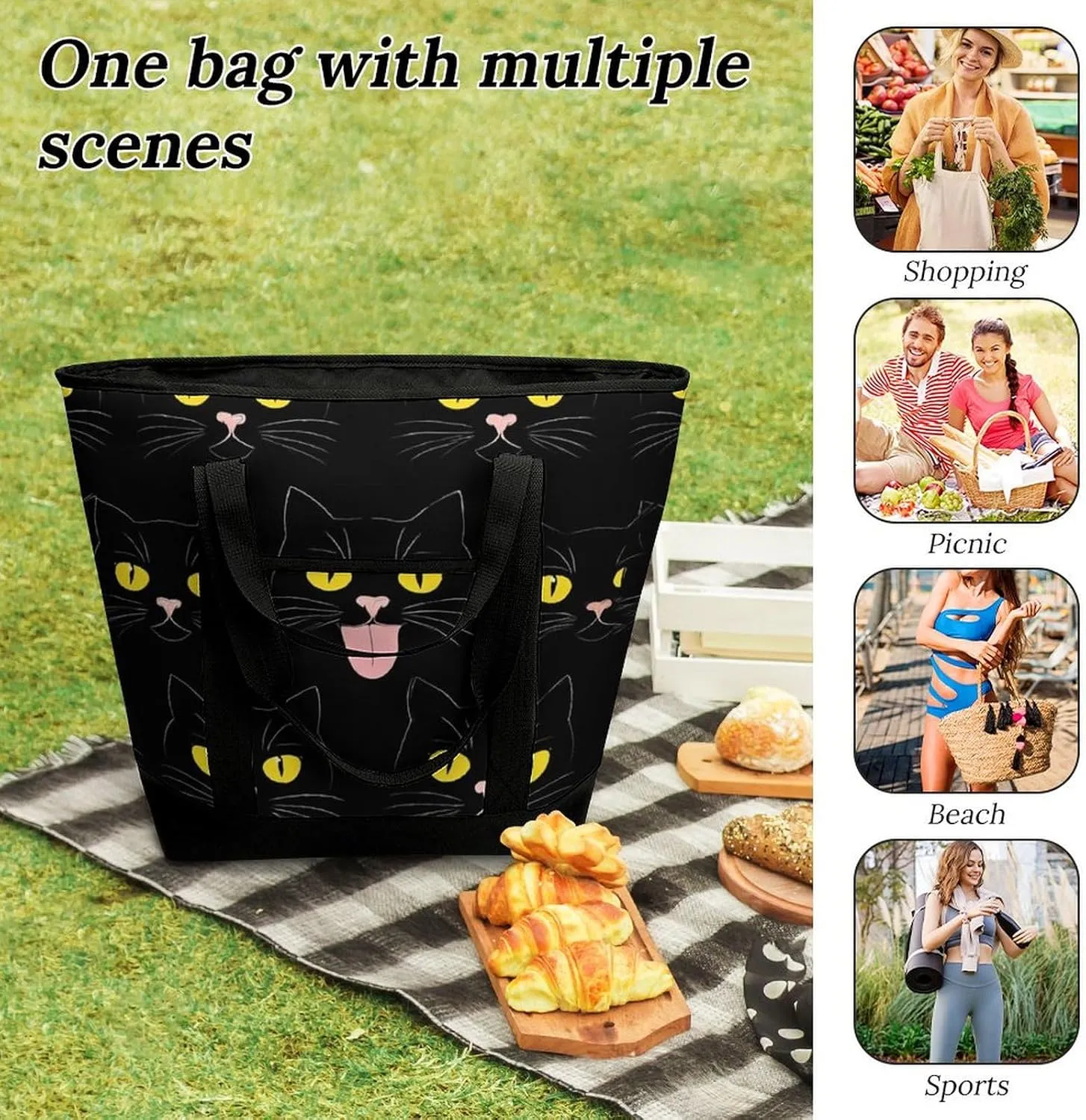 Large Thermal Shopping Tote Bag Travel Friendly Fashion Handbag Commuter Bag