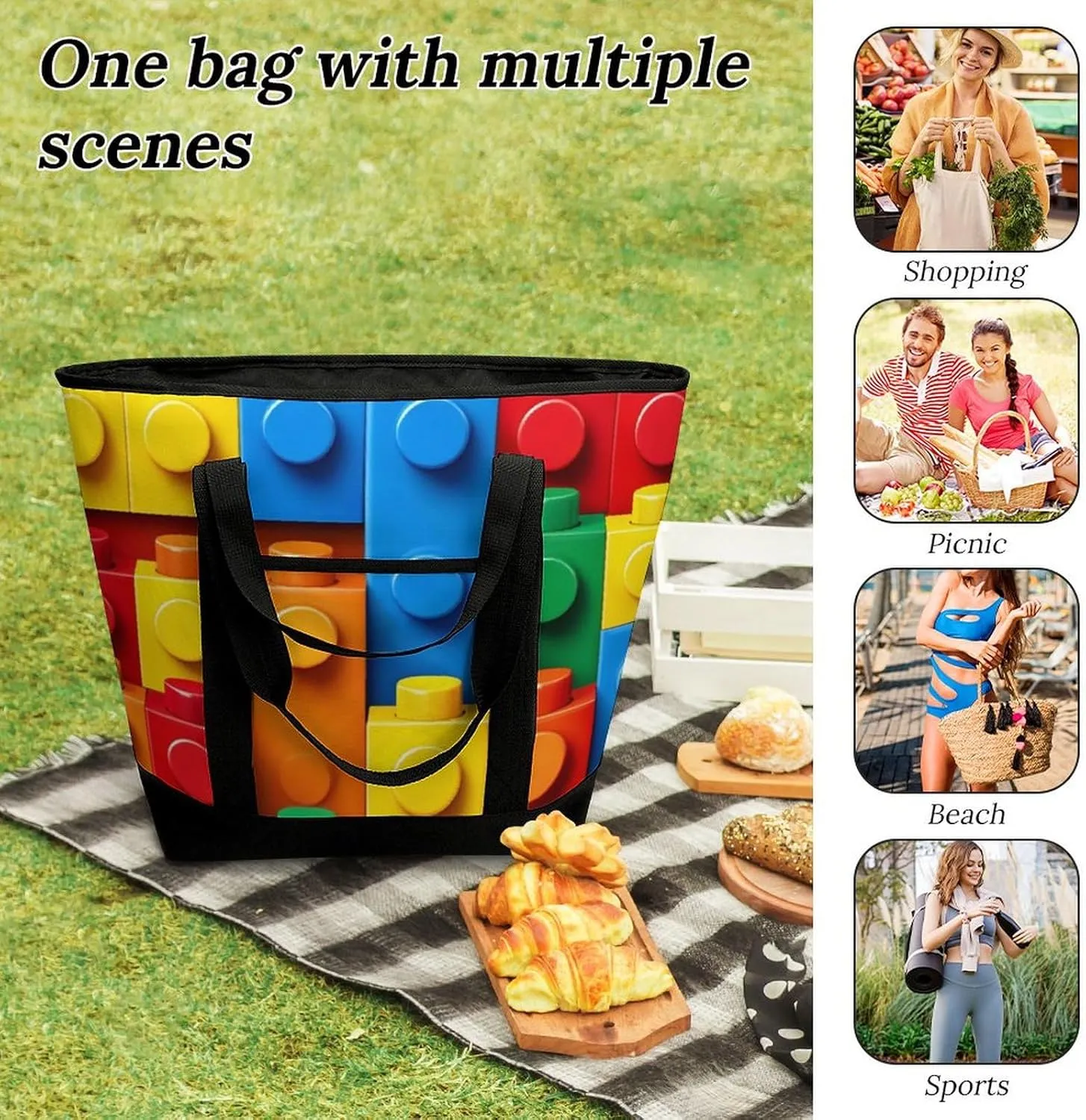 Large Thermal Shopping Tote Bag Travel Friendly Fashion Handbag Commuter Bag